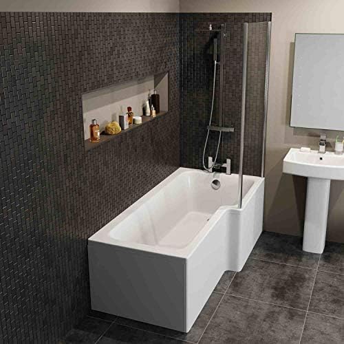 Modern 1700mm L Shaped Right Hand Shower Bath Only Acrylic Bathtub White Bathroom Tub.