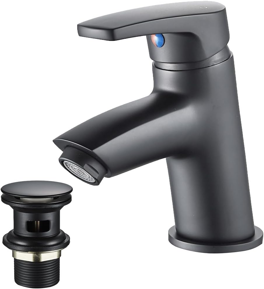 Luckyhome Cloakroom Basin Mixer Tap with Pop up Waste,Hot and Cold Single Lever Basin Sink Mixer Tap.