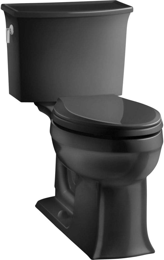 Kohler K-3551-7 Archer Comfort Height Two-Piece Elongated 1.28 Gpf Toilet, Black Black.