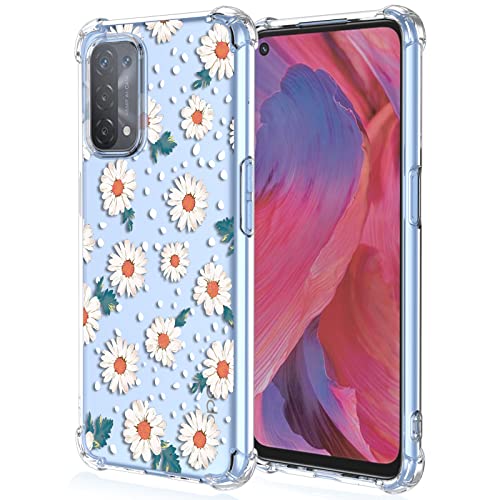 XINYEXIN Case for OPPO A74 5G / OPPO A54 5G, Painting Flower Pattern Clear Case Soft TPU Silicone Case Slim Shockproof Bumper Girl Women Phone Cover - Daisy.