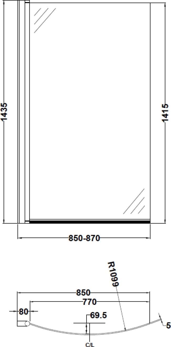 Bathroom Suite P Shaped 1700mm Left Hand Shower Bath Glass Screen Front Bath Panel.