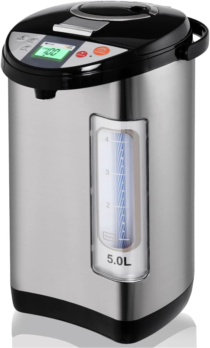 GiantexUK 5L Hot Water Dispenser, Stainless Steel Catering Urn with 24H Timer, Auto Re-Boil, Keep Warm Function & Lighted Water Gauge, Water Boiler for Coffee, Tea, Beverages.