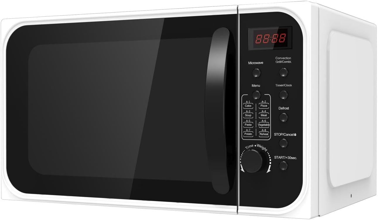 FCM25WH | SIA 25ltr Freestanding Combi Microwave Oven, Digital Display, 5 Power Control Levels 900w in White.