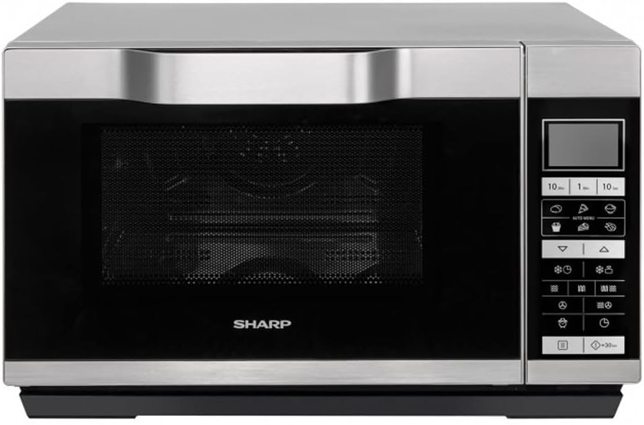 SHARP R861SLM, 900 W, Combination Flatbed Microwave, Silver, 25 Litres, 15 programs.