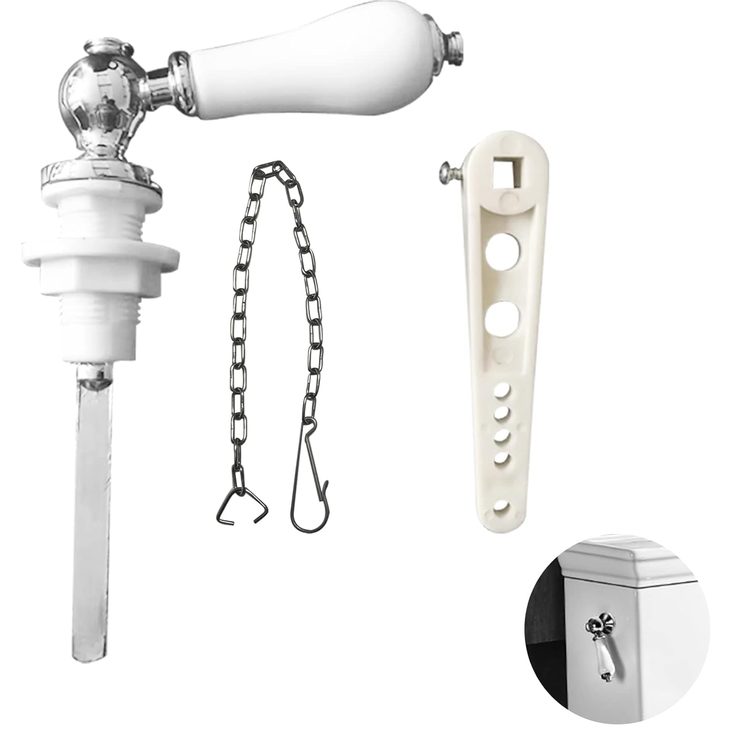 Lam-lord Ceramic Toilet Flush Handle, Traditional Victorian Style, Toilet Handles Flush Lever, Toilet Handle Replacement Flush Lever Kit for Toilet(3/8).