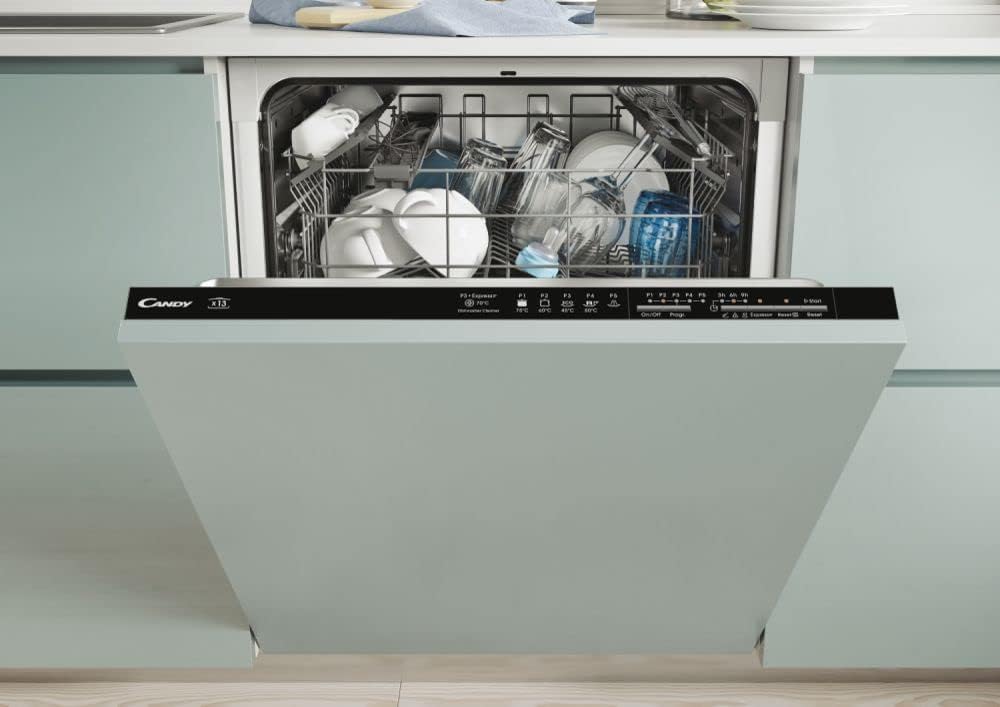 Candy CI 3D53L0B1 60cm Integrated Dishwasher, 13 place settings, 5 Programmes, Eco clean, Rapid cycle, 53dB, Black LED interface.