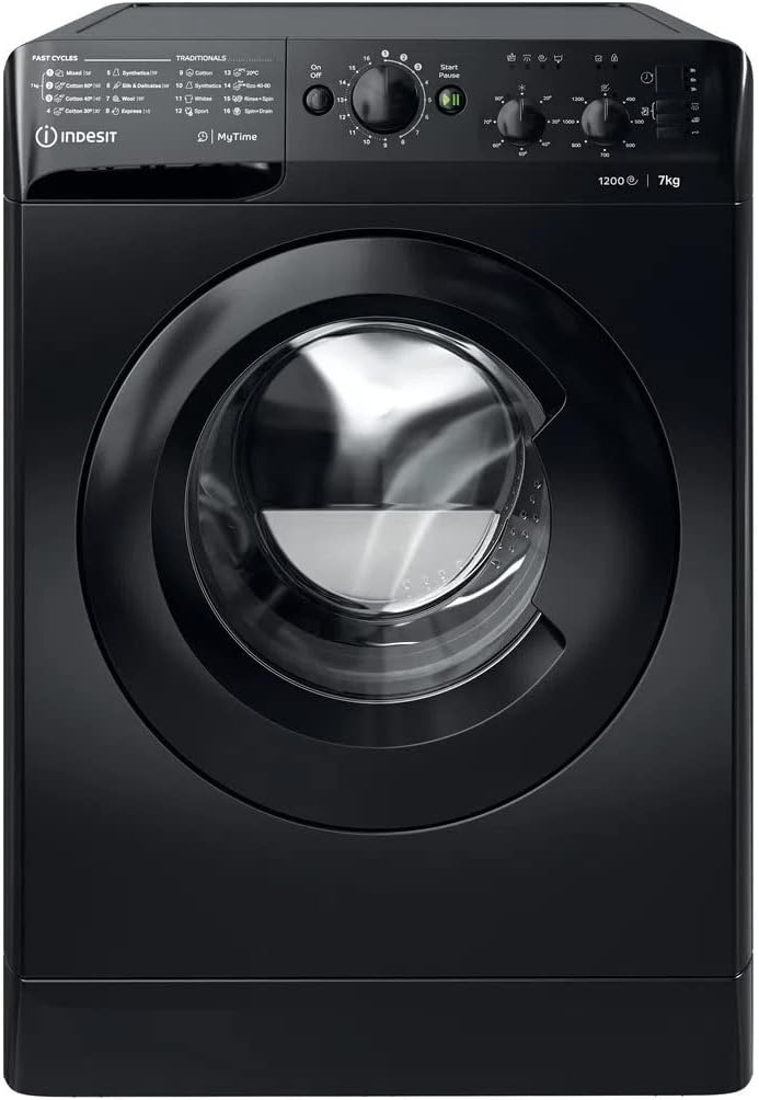 Indesit 7kg 1200rpm Freestanding Washing Machine - Black.