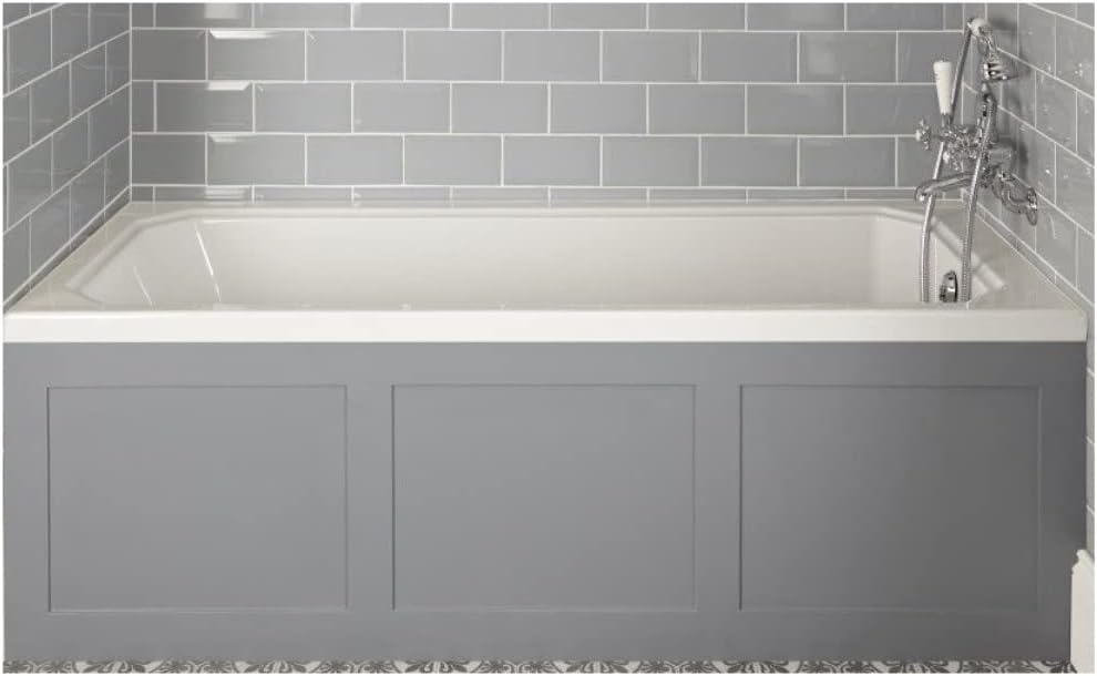 Milano Richmond - White 1700mm x 750mm Single Ended Standard Straight Bath Light Grey Front Panel.