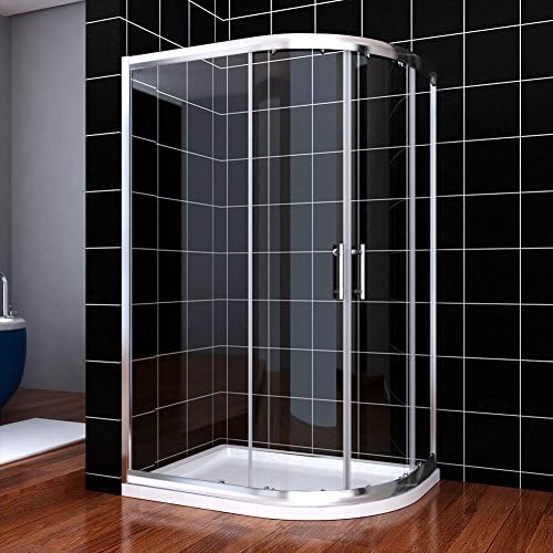 ELEGANT 800 x 800mm Offset Quadrant Shower Enclosure 6mm Tempered Sliding Glass Cubicle Door.