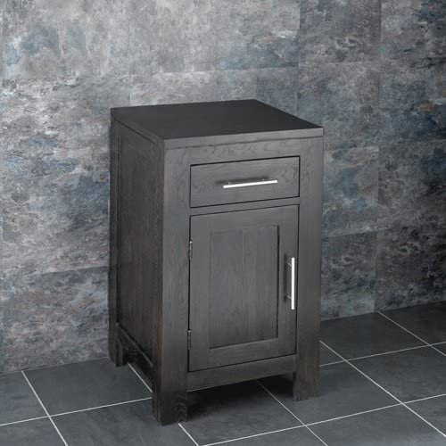 Clickbasin Solid Dark Oak Wenge 450mm Square One Door Vanity Cabinet Bedside Cabinet Storage Alta Range.