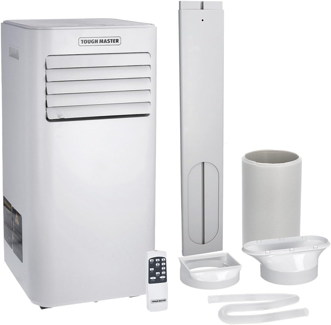 TOUGH MASTER Air Conditioning Unit 9000 BTU, WiFi enabled, 24 Hour Timer, Smart Sleep Mode & Window Venting Kit A/C 4-in-1 Portable Air Conditioner, Dehumidifier, Ventilation, Cooling Fan.