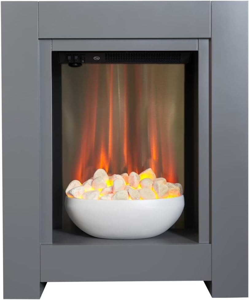 Adam Monet Fireplace Suite in Grey with Electric Fire, 23 Inch.