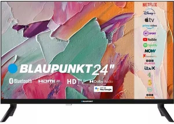 Blaupunkt 32" Smart Android TV HD Ready with Freeview Play, Google Assistant & Chromecast, DTS Virtual:X, Pre-Installed Apps, 3x HDMI & 2x USB - BA32H4.