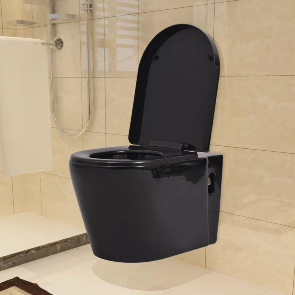 Rantry Wall Hung Toilet Ceramic Black Toilets.