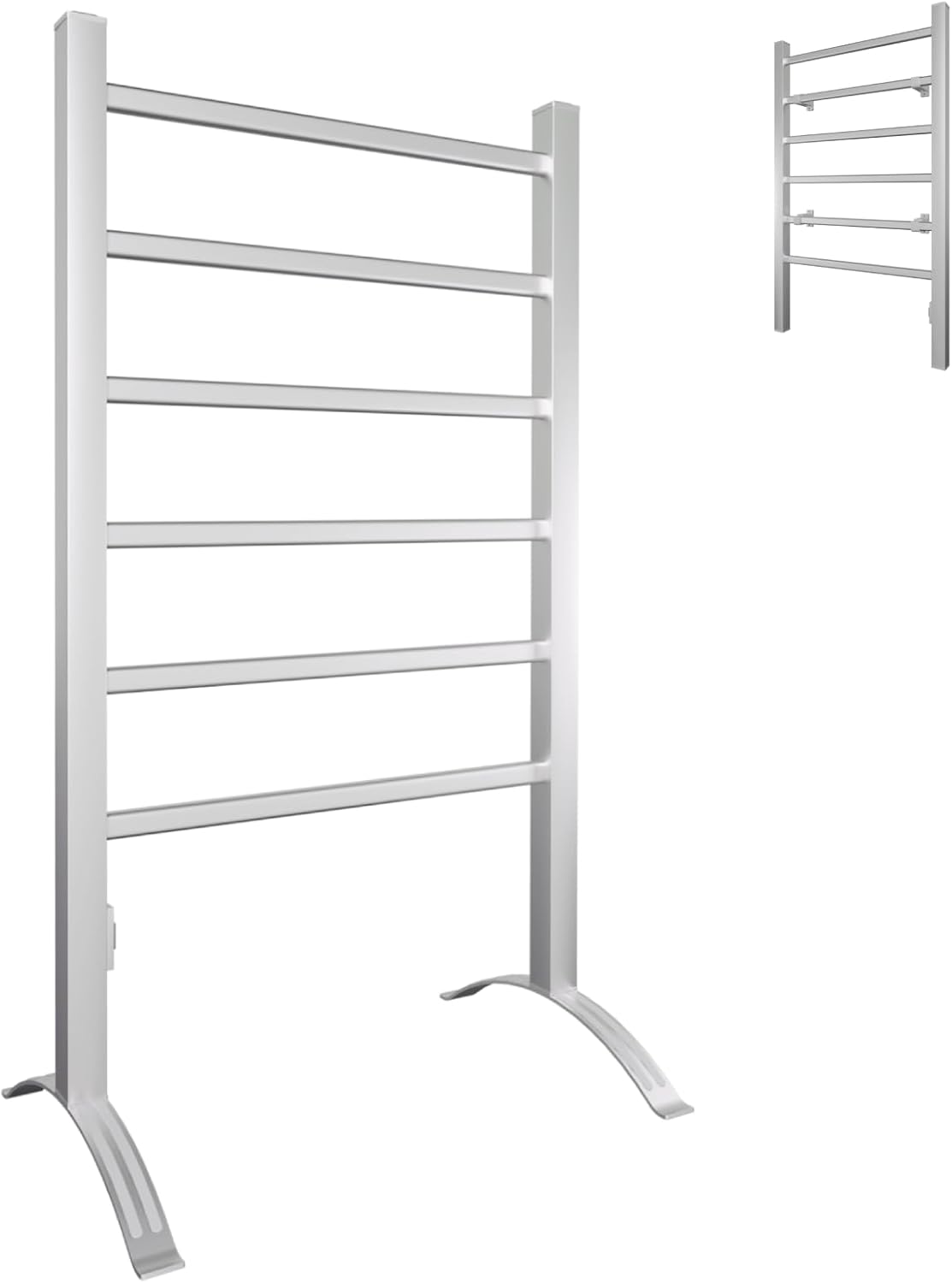 RELAX4LIFE Electric Towel Warmer, 6 Bar Aluminum Heated Towel Rail with 4 Non-Slip Mats, Wall Mounted & Free Standing Bathroom Towel Drying Rack.