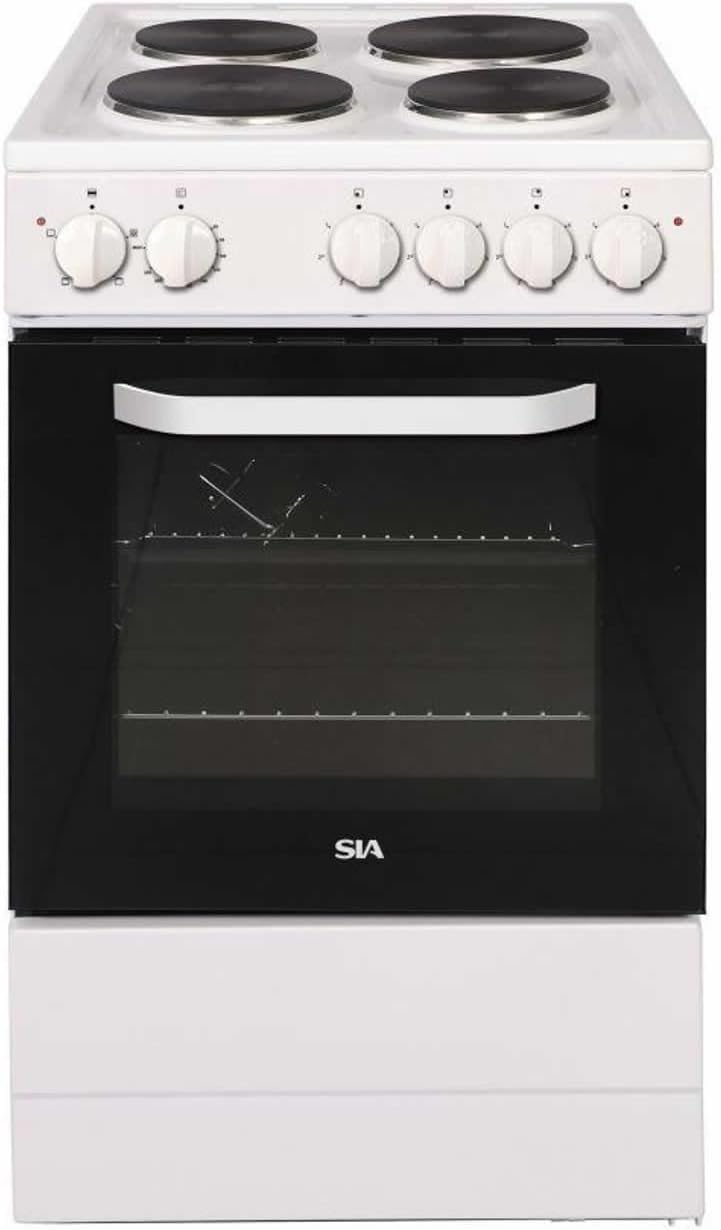 50cm White Electric Cooker With 4 Zone Plate Hob, Single Cavity, Freestanding - SIA ESCA51W.