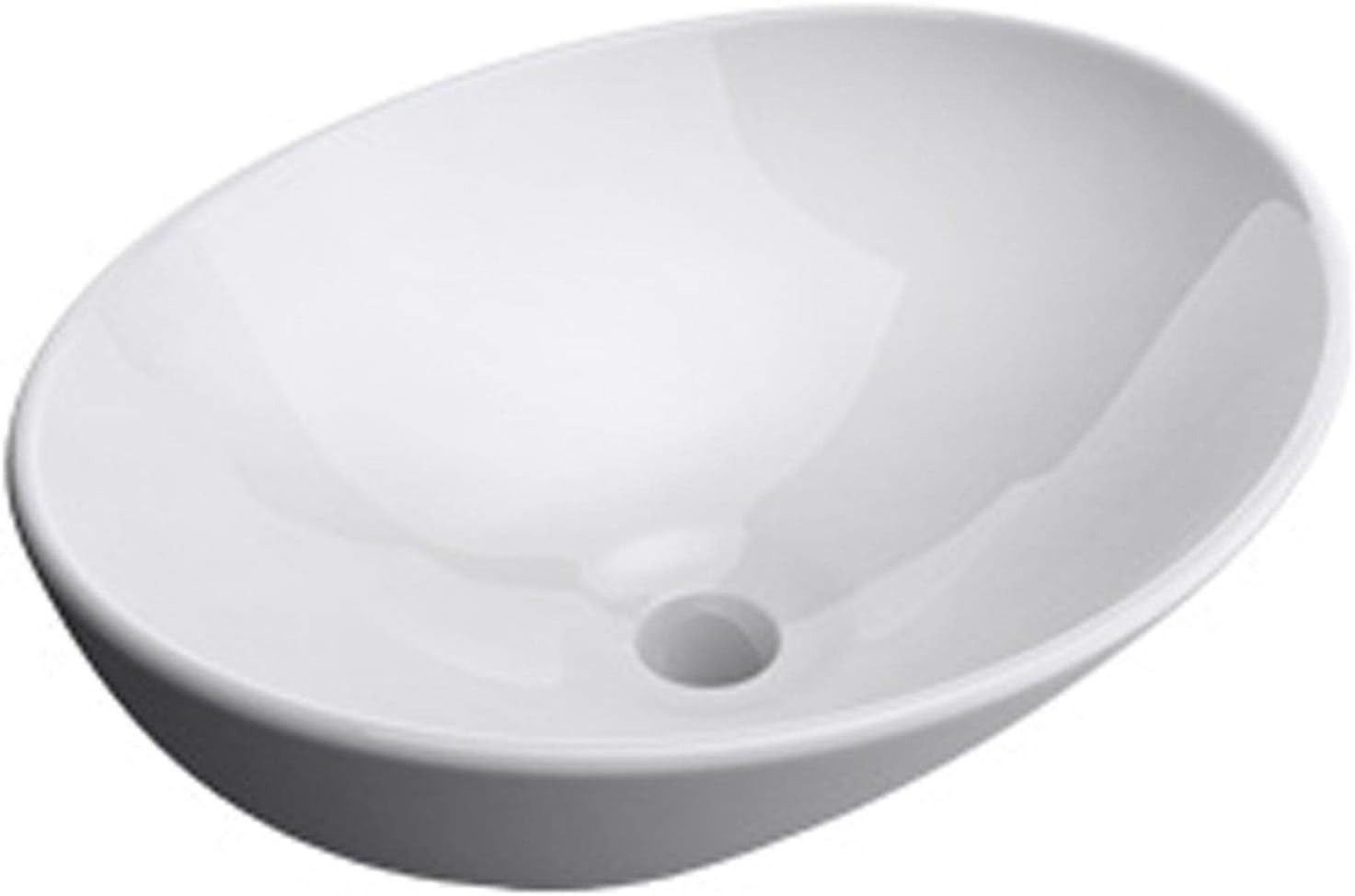 Durovin Bathrooms Ceramic Bathroom Basin - Countertop Sink Vessel - Oval Washing Bowl Sloping Wall (410 x 330 x 140mm).