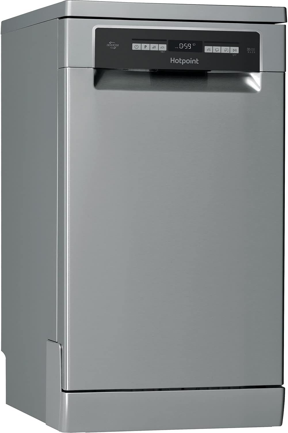 Hotpoint HSFO 3T223 W X UK N Freestanding Slimline Dishwasher, 10 Place Settings, 9 Programs, Stainless Steel.