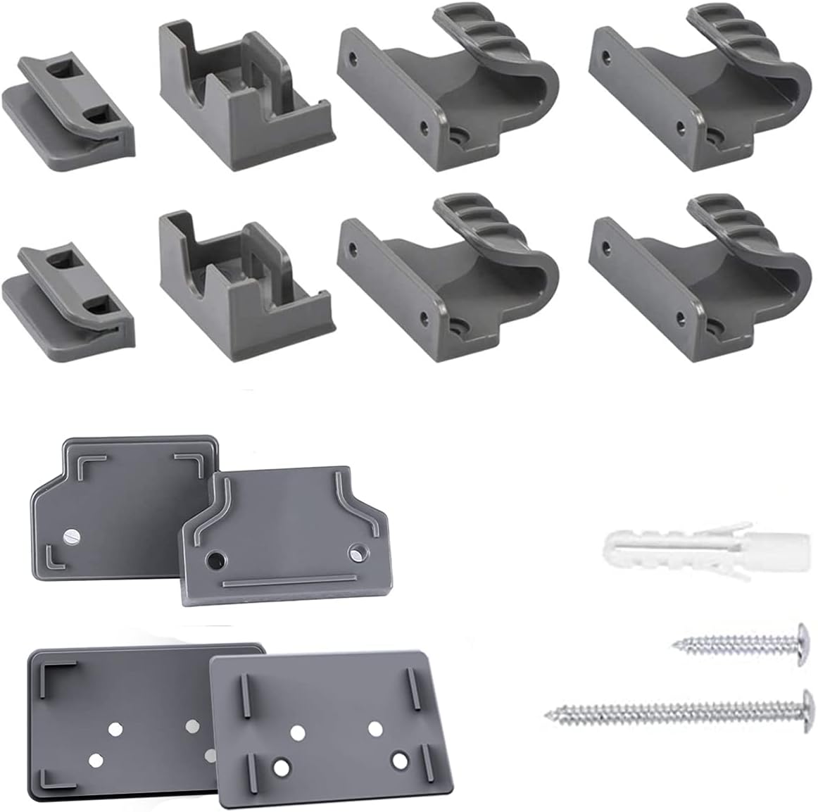 Original Fittings Pack of Retractable Stair Gate, Retractable Gate Standard Accessories with Skirting Board Spacers, Complete Spare Parts Replacements of Baby Safety/Pet Dog Gate by Double Elite, Grey.