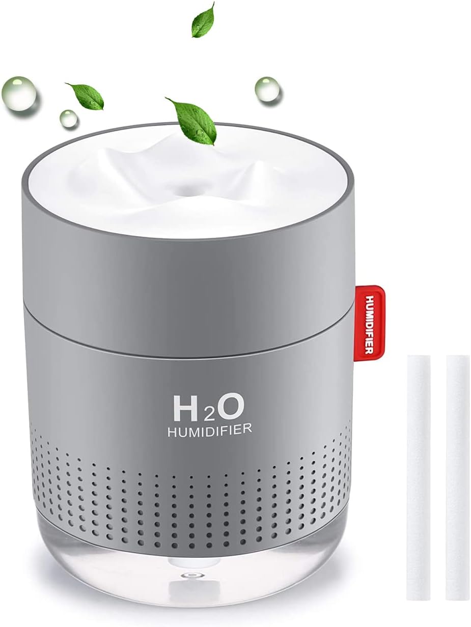 DitBuy Humidifiers for Plants , Cool Mist Humidifier 500ML Quiet Air with Two Adjustable Mode and Night Light Waterless Auto-Off Bedroom/Office/Baby Bedroom /Plants, Grey.