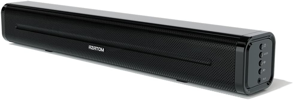 AZATOM Soundbar, 50 Watts for Gaming, TV, Movie, Music and PC Computer, Powerful Stereo sound, Remote Control, Wireless 5.0, Optical, AUX cables included Studio Compact.