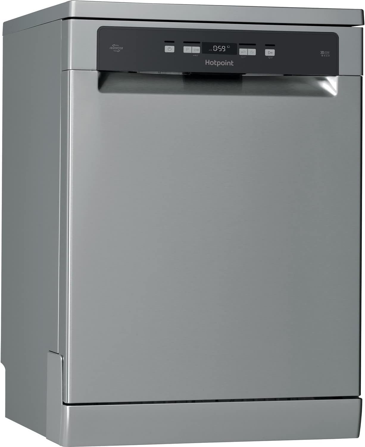 Hotpoint Freestanding Standard Dishwasher, 14 Place Settings, 7 Programs, Stainless Steel.