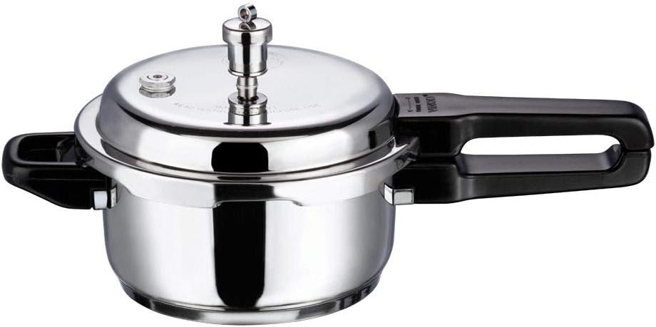 Vinod Stainless steel Sandwich Bottom Pressure Cooker Regular (Outside Fitting Lid) - Capacity: 3LTR.