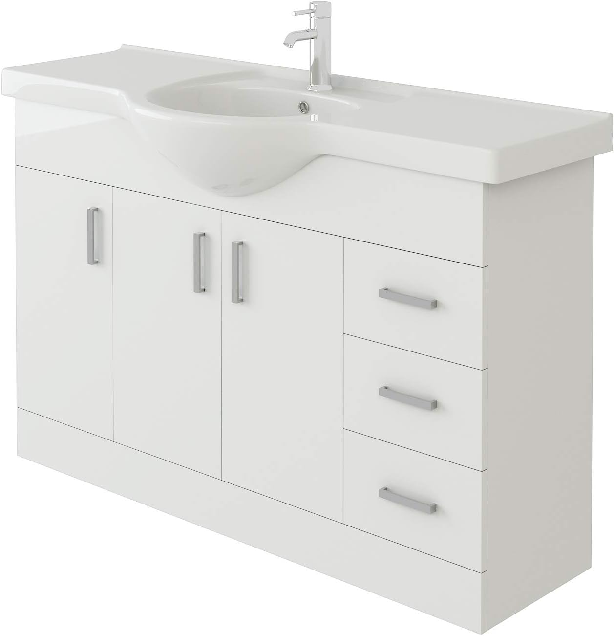 VeeBath Linx Bathroom Vanity Basin Sink Cabinet Unit High Gloss White Soft Close Door Hinges Storage Furniture - 1050mm.