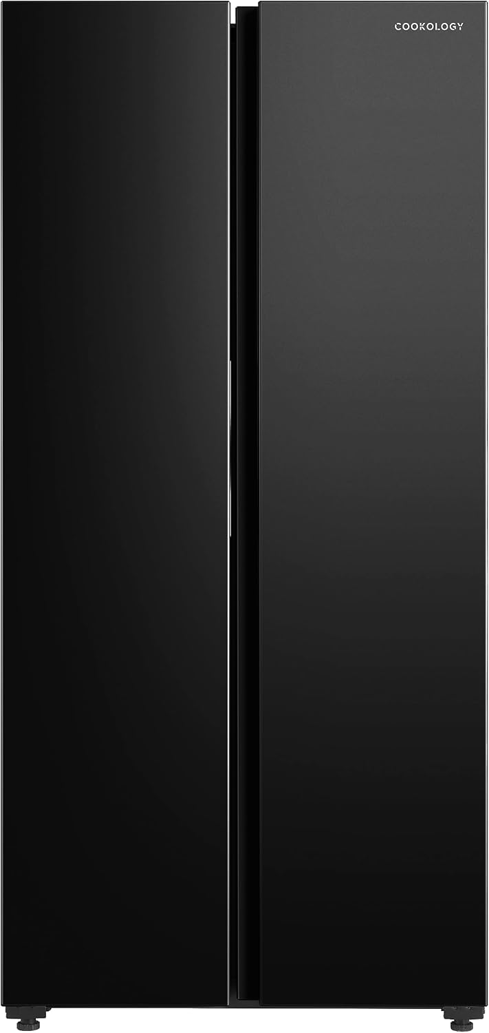 Cookology CSBS460BK 460 Litre Freestanding American Side-by-Side Fridge Freezer, Frost Free, Adjustable Temperature Control with Super Freeze Setting - In Black.