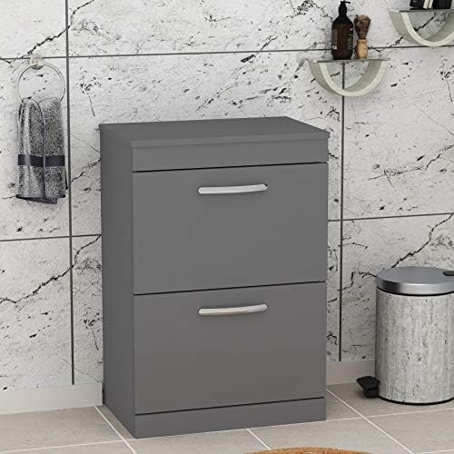 Royal Bathrooms Turin 500mm 2 Drawer Indigo Grey Gloss Floor Standing Vanity Unit with Matching Worktop.