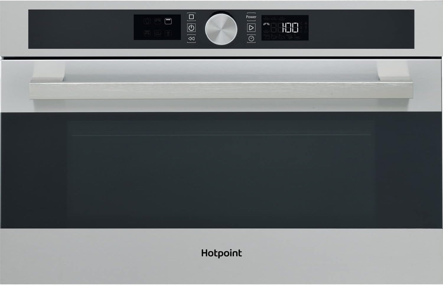 Hotpoint MD 554 IX H Built-In Microwave with Grill and Defrost functions, 3 autocooking programmes, easy clean, 31L capacity, 1000W, Stainless Steel.