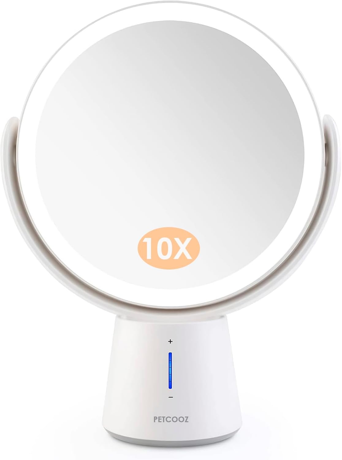 Auxmir Makeup Mirror with Light, Illuminated 10X / 1X Double Sided Magnifying Mirror with 5 Brightness, USB Rechargeable 360° Rotation，Vanity Mirror for Dressing Table, Bathroom, Bedroom, Desk.