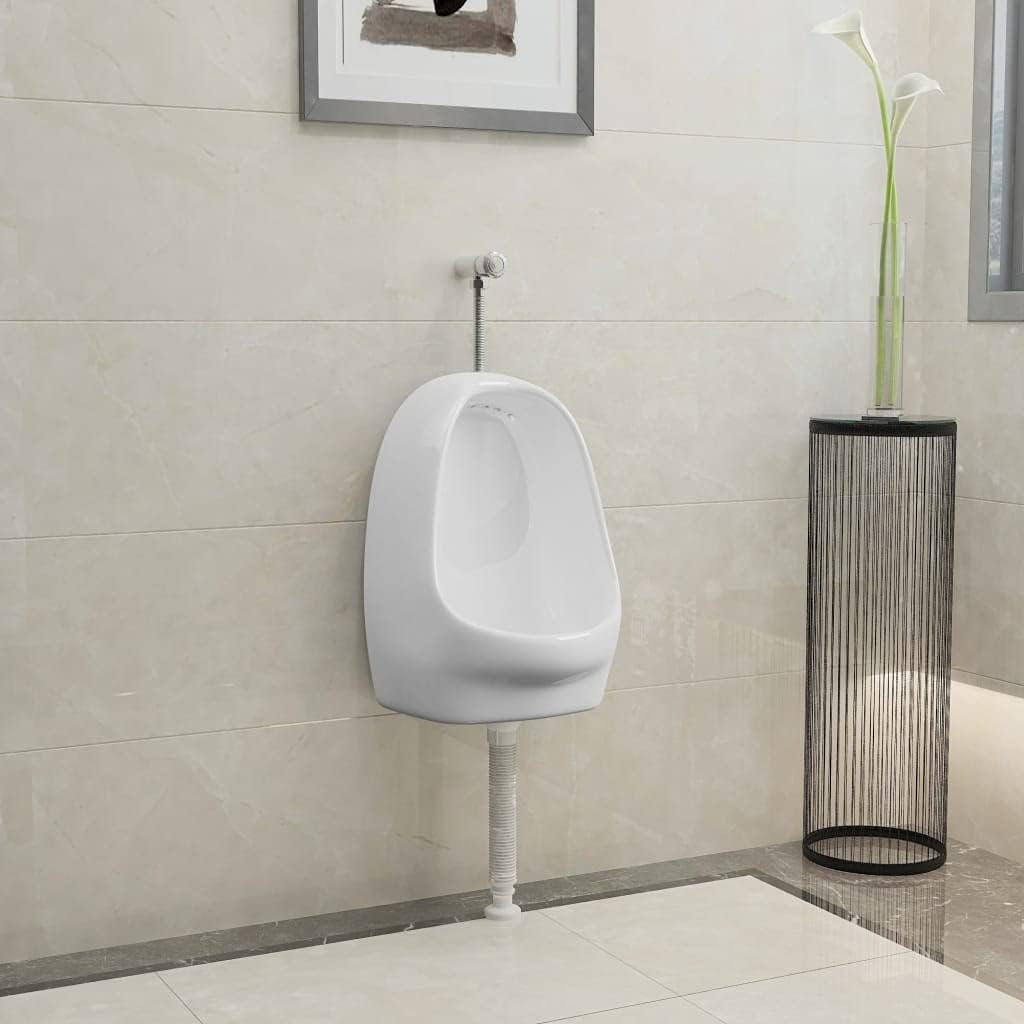 Mogou Wall Hung Urinal Simple for Garden, Yard and Outdoor Garden Toilet, Utility Sink Baby Urinal, Toilet For Boys with Flush Valve Ceramic White.