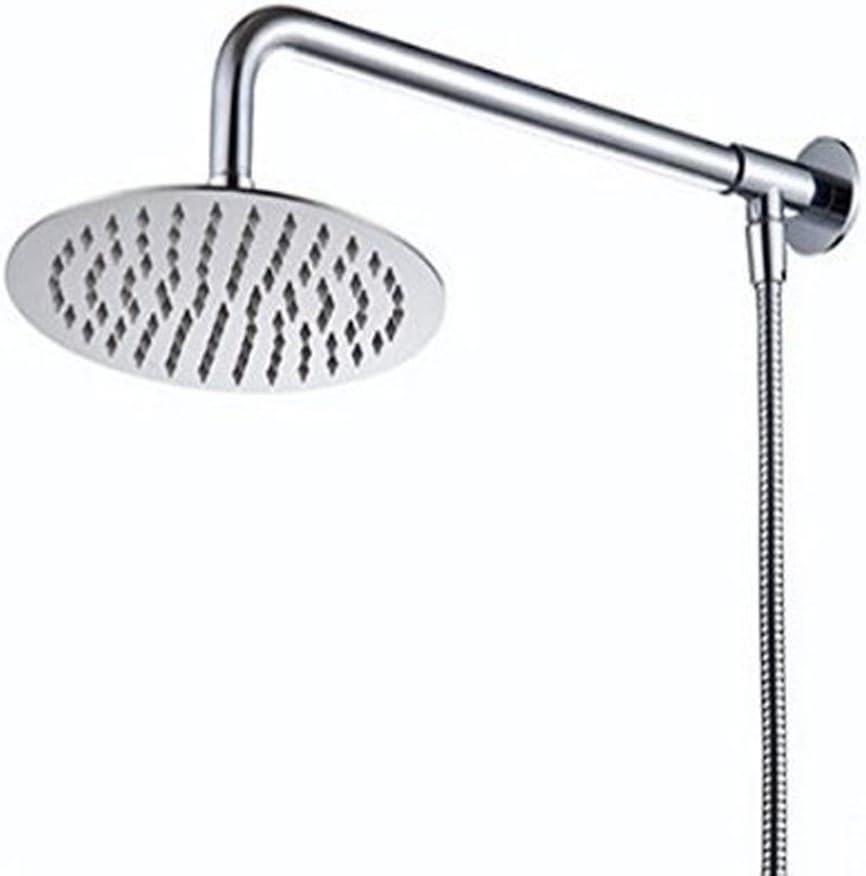 Hiendure®Wall Mount 8 inch Rainfall Round Shower Head with Shower Arm Shower Hose Stainless Steel Chrome Finished.