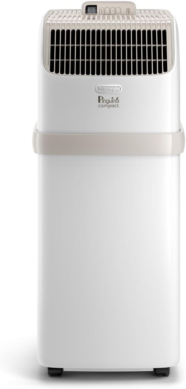 De'Longhi Pinguino Compact PACES72 Classic Compact Portable 8,300 BTU Air Conditioner, 3 in 1 Air Conditioning Unit, Rooms up to 60m³, A Energy Efficiency, Window Kit Included, Energy Class A, White.