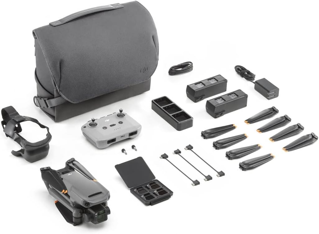 DJI Mavic 3 Fly More Combo, Drone with 4/3 CMOS Hasselblad Camera, 5.1K Video, Omnidirectional Obstacle Sensing, 46 Mins Flight, Advanced Auto Return, Drone with DJI RC-N1, Two Extra Batteries, Gray.