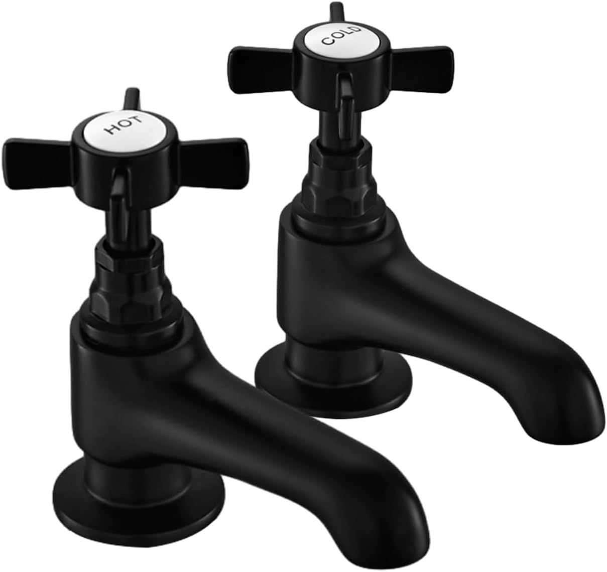 Basin Taps Pair, HEXMIXER Victorian Bathroom Sink Taps, 1/4 Turn Chromed Brass Traditional Basin Pillar Taps G1/2 042CR.