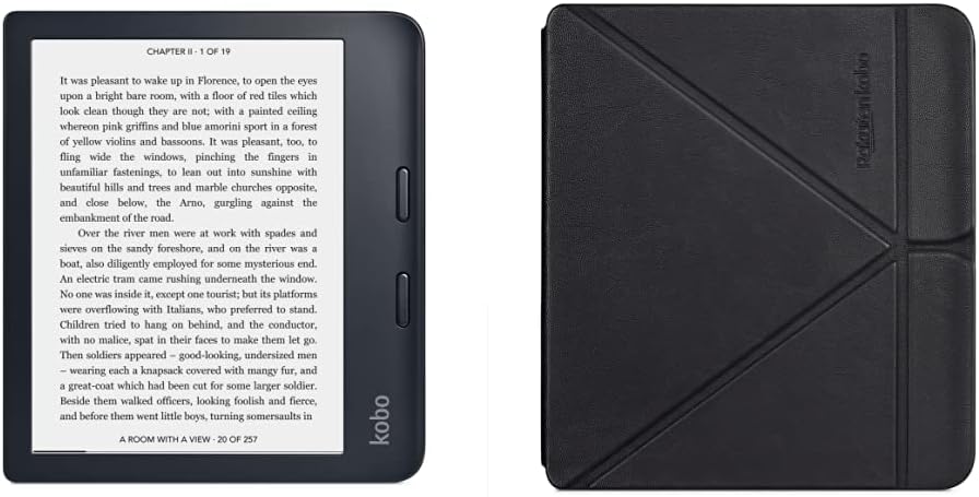 Kobo Libra 2 | eReader | 7” Waterproof Touchscreen| Glare-Free | Black & Libra 2 SleepCover Case | Black | Sleep/Wake Technology | Built-in 2-Way Stand | Vegan Leather.