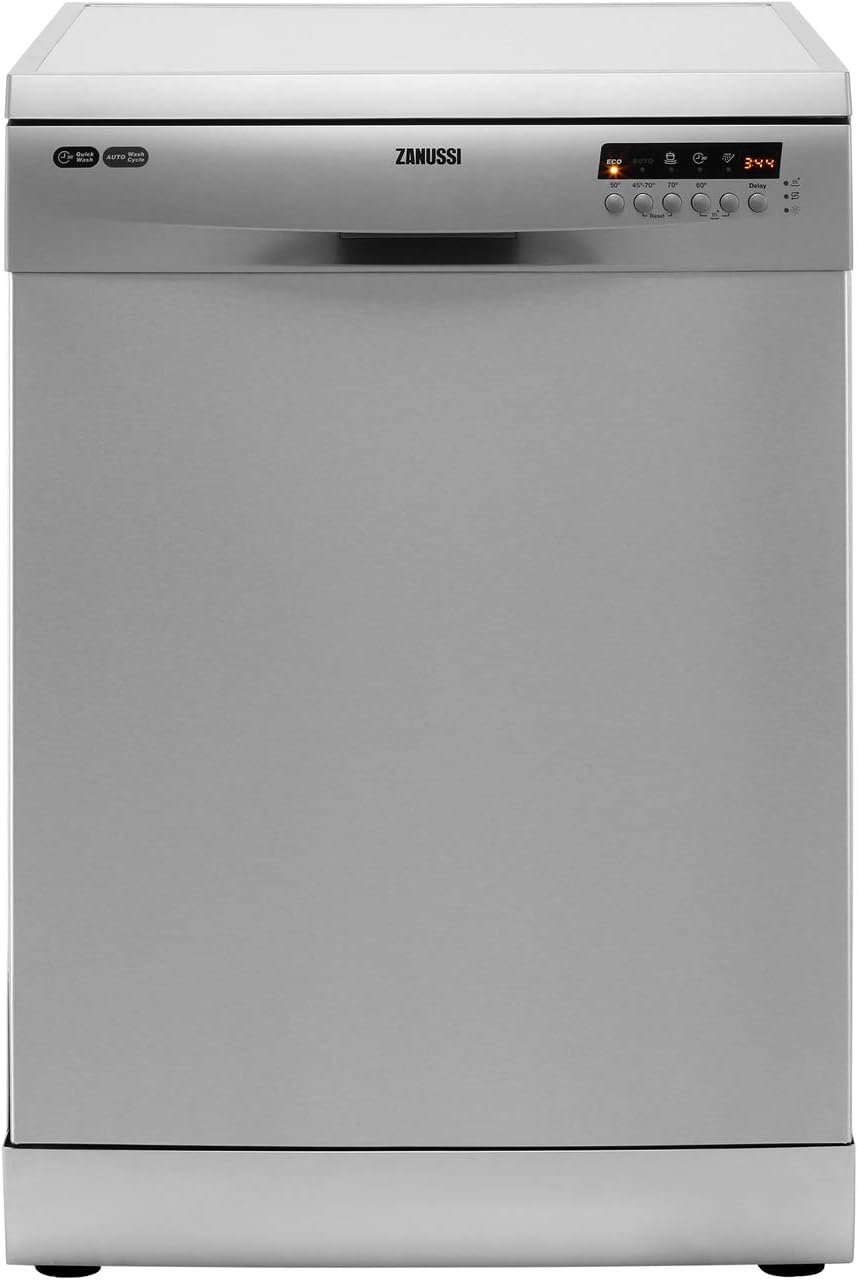 Zanussi ZDF26004XA Freestanding Dishwasher with Airdry Technology, 13 place settings, 5 Programmes, 60 cm, Quick Wash, Foldable Cup Shelves, Stainless Steel [Energy Class F].