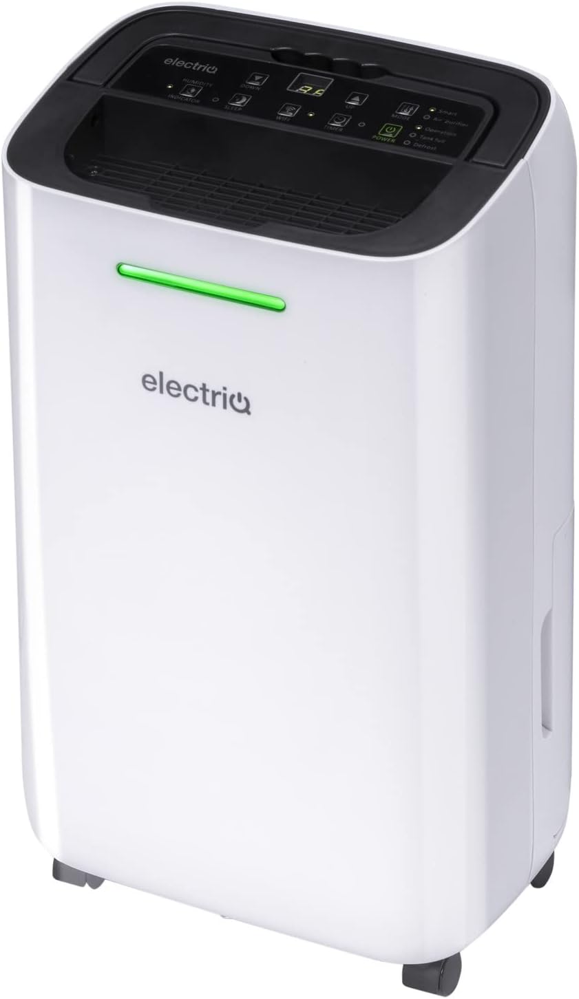 electriQ 12 Litre Smart WiFi Dehumidifier and Air Purifier with Digital Humidistat.