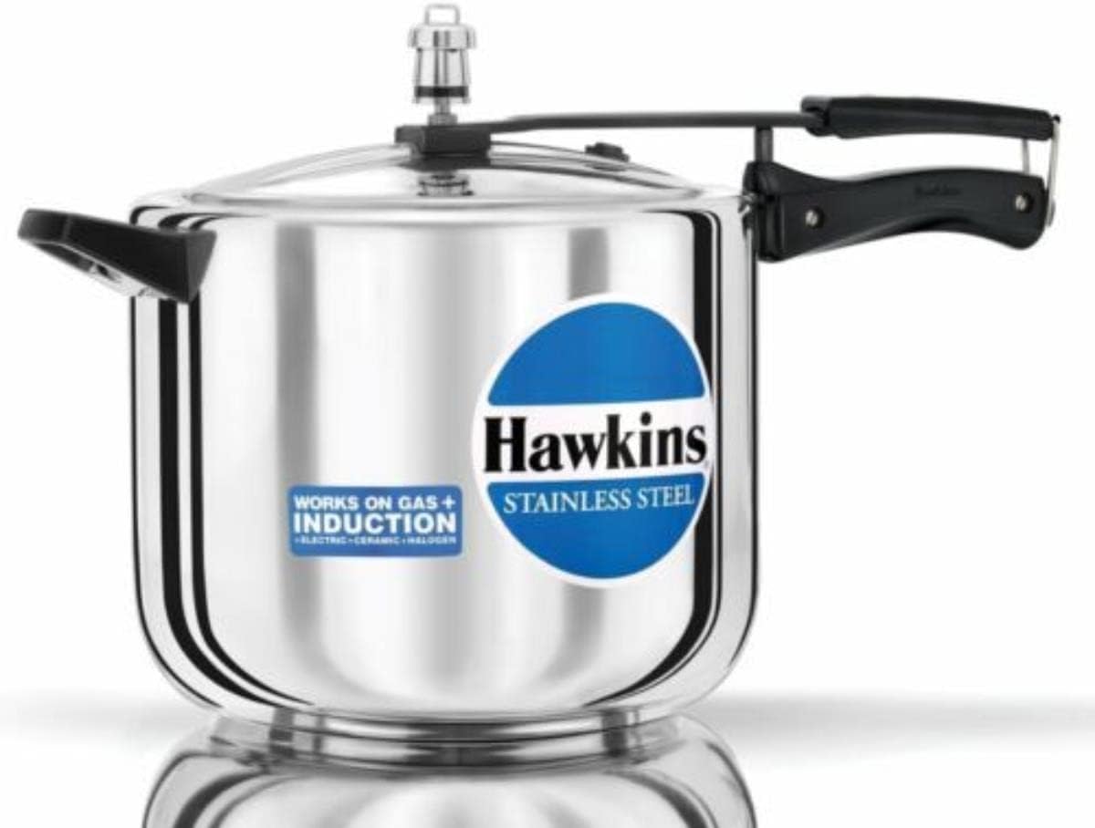 HAWKINS Pressure Cooker, Stainless steel, Silver, 10 Litre.