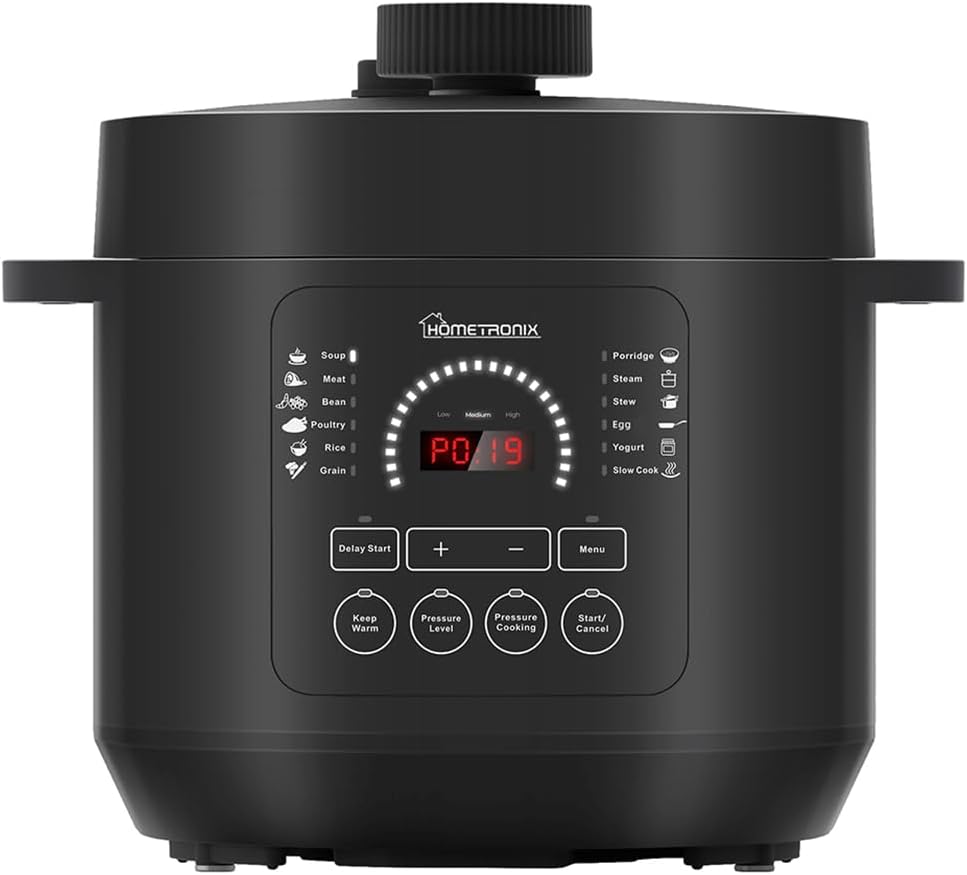 HomeTronix Electric Pressure Cooker Multi-Purpose 14-in-1 Digital Screen with Endless Recipes and Accessory Kit Stainless Steel Multi Cooker 6 Litres.