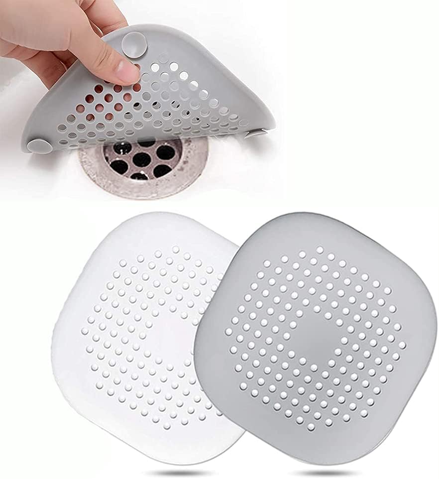 2 Pcs Silicone Drain Protector with Sucker, Sink Strainer Protector, Shower Drain Covers Hair Catcher, Strainer Plug Trap Filter for Bathroom, Bathtub, Kitchen.