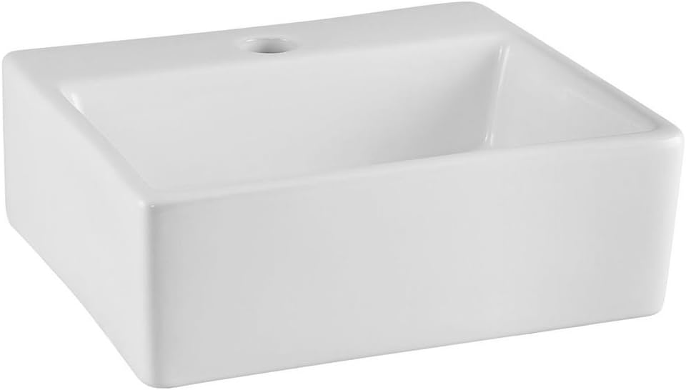 Nuie NBV179 Modern Rectangular Bathroom Counter Top Sink Basin, White.