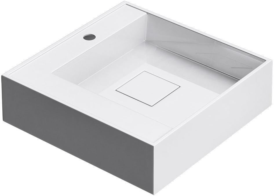 Durovin Bathrooms Luxurious Stone Resin Bathroom Basin - Wall Hung Or Countertop Mount Square Bathroom Sink 500 x500 - Concealed Waste.