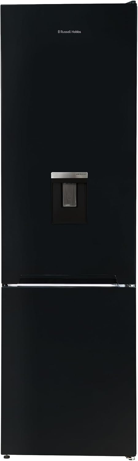 Russell Hobbs Fridge Freezer Freestanding Frost Free with Water Dispener Reversible Door, Adjustable Thermostat & Feet, 70/30 279L, 180cm High, LED Light, 2 Year Guarantee Black RH180FFFF551E1BWD.