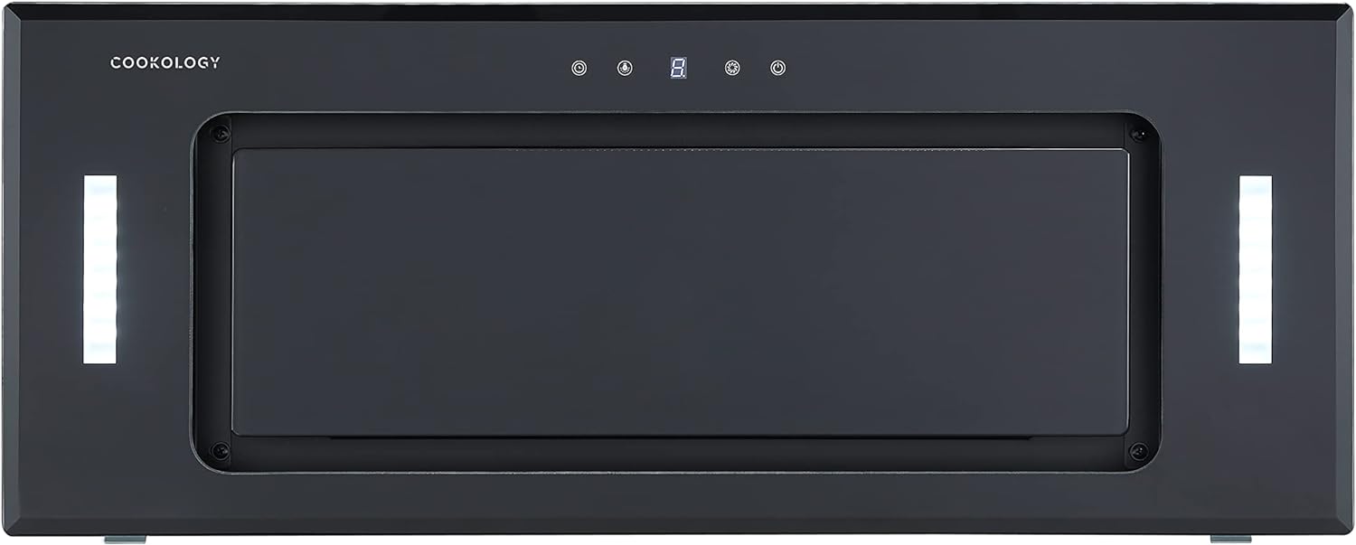 Cookology BUGL750BK/A+ Energy A+ Rated Black Glass 75cm Integrated Canopy Cooker Hood.