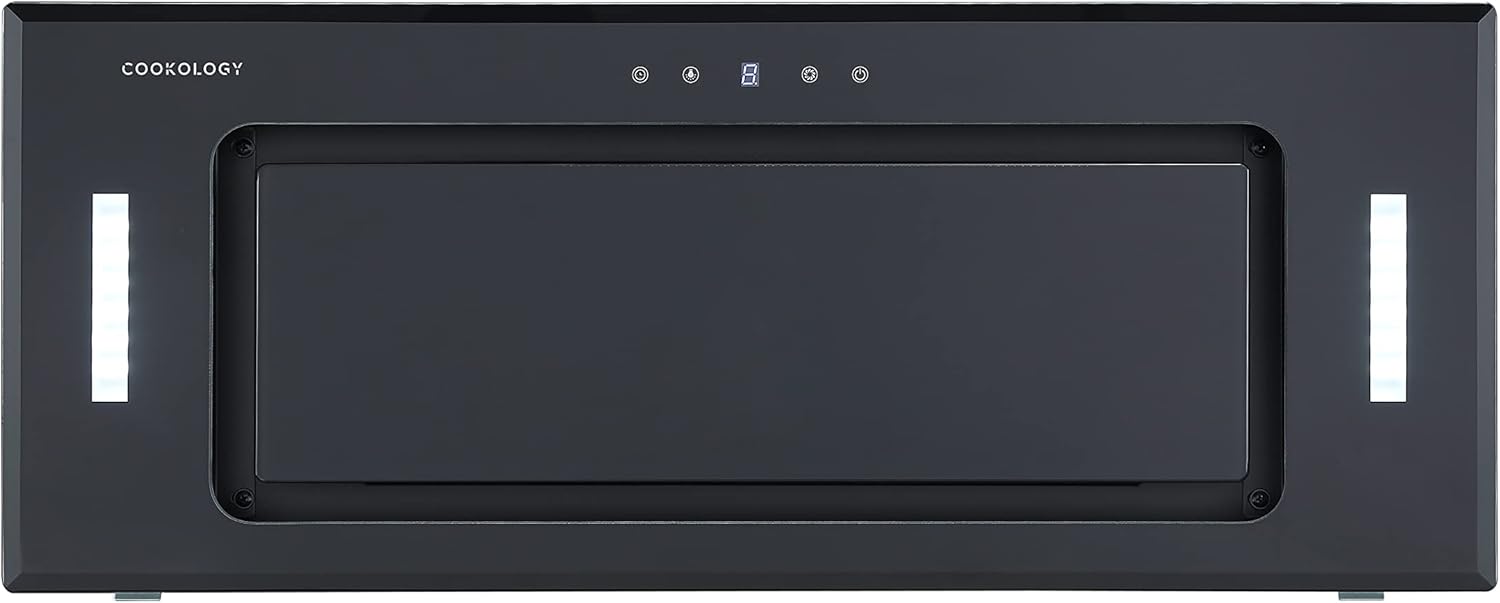 Cookology BUGL750BK/A+ Energy A+ Rated Black Glass 75cm Integrated Canopy Cooker Hood.