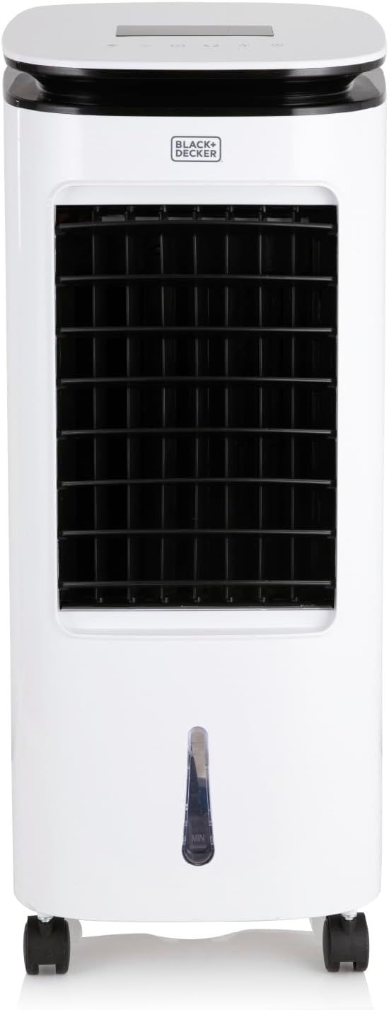 BLACK+DECKER BXAC65002GB Digital Air Cooler, 3 Speed Settings with 7 Litre Water Tank, 8 Hour Timer, LED Display, Remote Control, 65W, White.