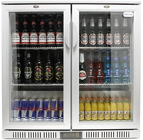 Cater-Cool CK1501LED Commercial Double Door Hinged Silver Bottle Cooler With LED Lighting (UK Mainland Del Only).